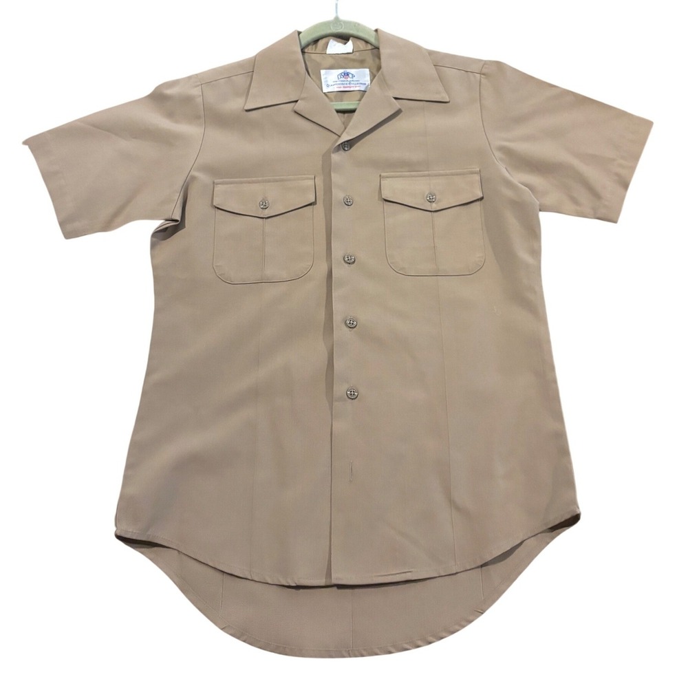 Mens Small DSCP Quarterdeck Collection NSU Navy Service Uniform Blouse Khaki Tan